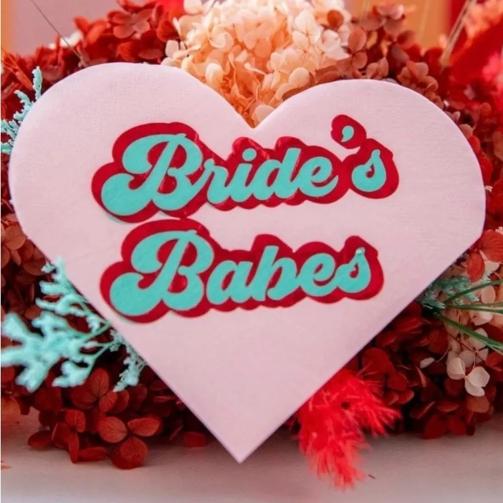 NWT Oh It's Perfect Bride's Babes Heart Shower Bachelorette Napkins Set 60 Fun